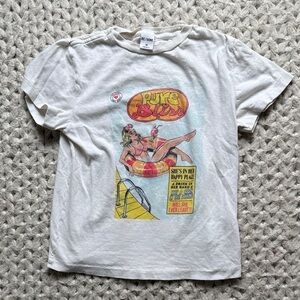 Re/Done Cream Graphic Tee with Multicolor Comic Print